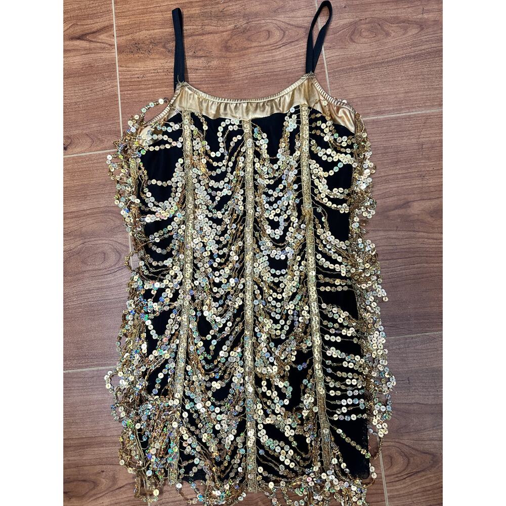 Dance Costume SA Gold Art Stone 5379 Jazz Tap Musical Theater Latin Fringe